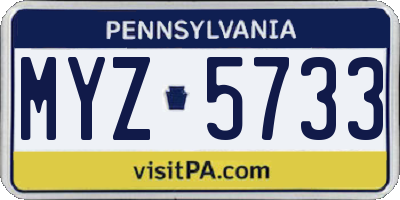 PA license plate MYZ5733