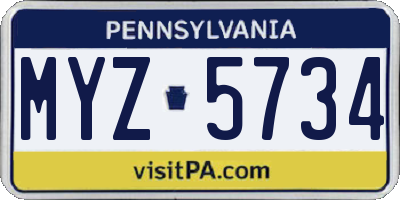PA license plate MYZ5734