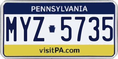 PA license plate MYZ5735