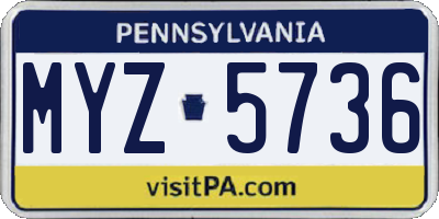 PA license plate MYZ5736