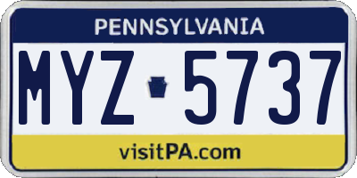 PA license plate MYZ5737