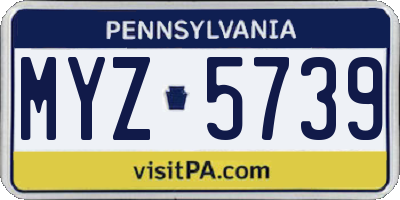PA license plate MYZ5739