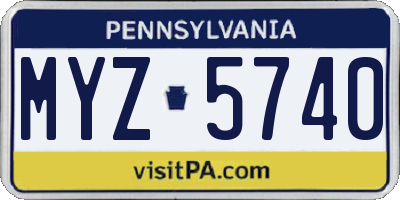 PA license plate MYZ5740