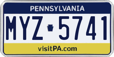 PA license plate MYZ5741
