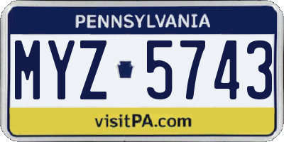 PA license plate MYZ5743