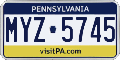 PA license plate MYZ5745