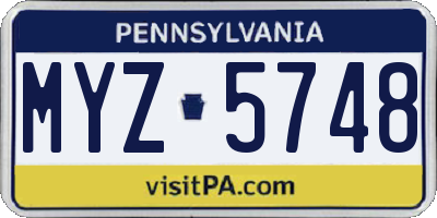 PA license plate MYZ5748