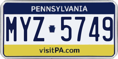 PA license plate MYZ5749