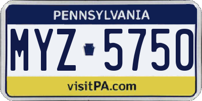 PA license plate MYZ5750