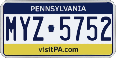 PA license plate MYZ5752