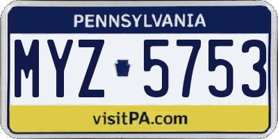 PA license plate MYZ5753