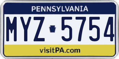 PA license plate MYZ5754