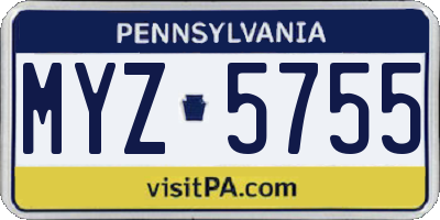 PA license plate MYZ5755