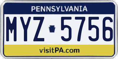 PA license plate MYZ5756
