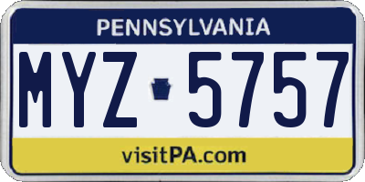 PA license plate MYZ5757