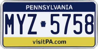 PA license plate MYZ5758