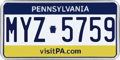 PA license plate MYZ5759