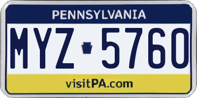 PA license plate MYZ5760