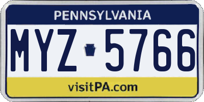 PA license plate MYZ5766