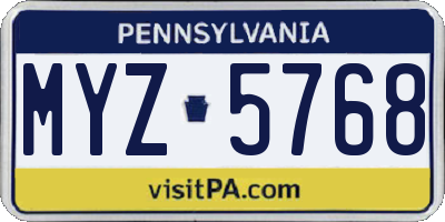 PA license plate MYZ5768