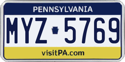 PA license plate MYZ5769