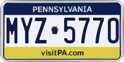 PA license plate MYZ5770