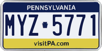 PA license plate MYZ5771