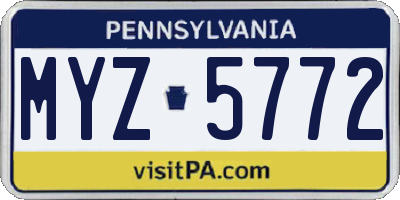 PA license plate MYZ5772