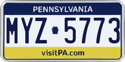 PA license plate MYZ5773