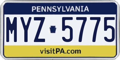 PA license plate MYZ5775