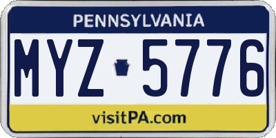 PA license plate MYZ5776