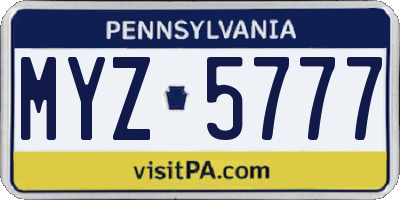 PA license plate MYZ5777
