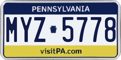PA license plate MYZ5778