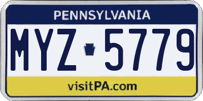 PA license plate MYZ5779