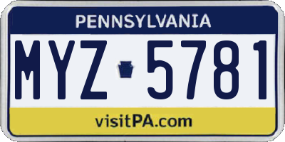PA license plate MYZ5781