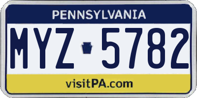 PA license plate MYZ5782