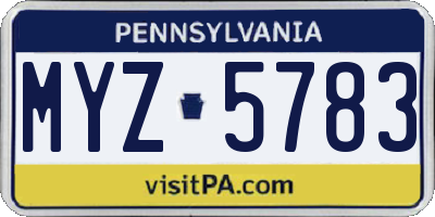 PA license plate MYZ5783
