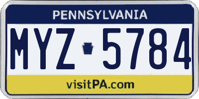 PA license plate MYZ5784