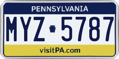 PA license plate MYZ5787