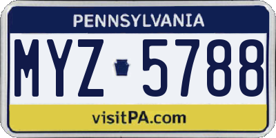 PA license plate MYZ5788
