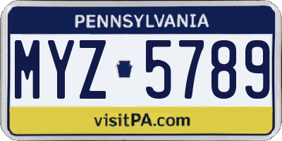 PA license plate MYZ5789