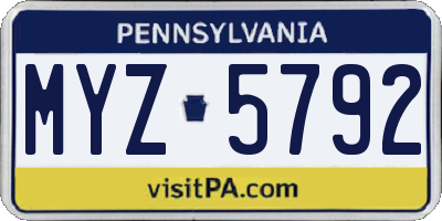 PA license plate MYZ5792