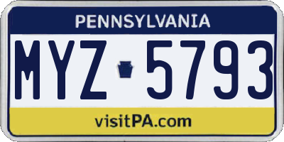 PA license plate MYZ5793