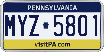 PA license plate MYZ5801