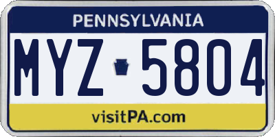 PA license plate MYZ5804