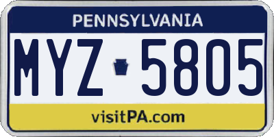 PA license plate MYZ5805