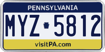 PA license plate MYZ5812