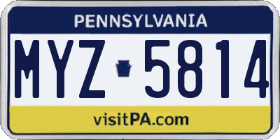 PA license plate MYZ5814