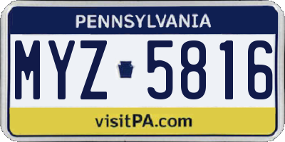 PA license plate MYZ5816