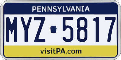 PA license plate MYZ5817